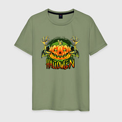 Мужская футболка Кислотная тыква Halloween