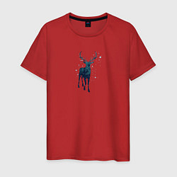 Мужская футболка Зимний лес в силуэте стоящего оленя