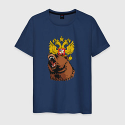 Мужская футболка Патриотичный медведь на фоне герба