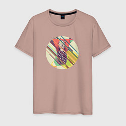 Мужская футболка Винтажный геометрический дизайн с ананасом