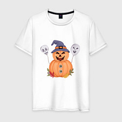 Мужская футболка Тыква с шариками на хэллоуин