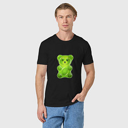 Футболка хлопковая мужская Желейный медведь зеленый, цвет: черный — фото 2