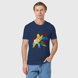 Футболка хлопковая мужская Гомер и Мардж Симпсон, цвет: тёмно-синий — фото 2