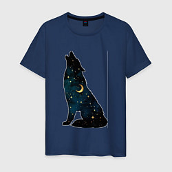 Мужская футболка Wolf howling at night