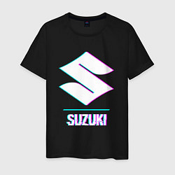 Мужская футболка Значок Suzuki в стиле glitch