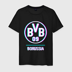 Футболка хлопковая мужская Borussia FC в стиле glitch, цвет: черный