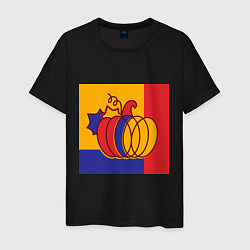Футболка хлопковая мужская Тыква трехцветная винтаж, цвет: черный