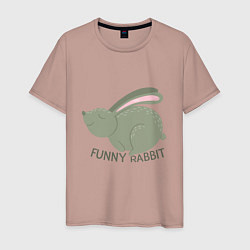 Футболка хлопковая мужская Rabbit - Funny, цвет: пыльно-розовый