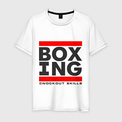 Футболка хлопковая мужская Boxing knockout skills, цвет: белый