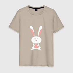 Футболка хлопковая мужская Smiling Rabbit, цвет: миндальный