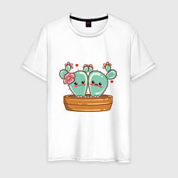 Футболка хлопковая мужская Cactus Love, цвет: белый
