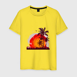 Мужская футболка Пальмы на фоне заката