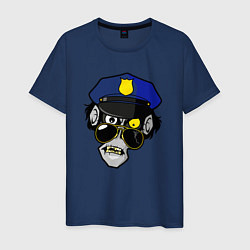 Футболка хлопковая мужская Череп полицейского, цвет: тёмно-синий