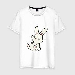 Футболка хлопковая мужская Сытый кролик, цвет: белый