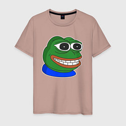 Мужская футболка Лягушонок Пепе смотрит с удовольствием