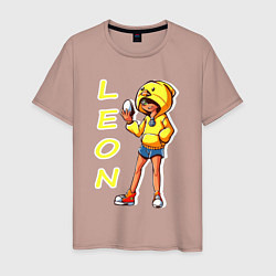 Мужская футболка Леон из Бравл Старс фан арт