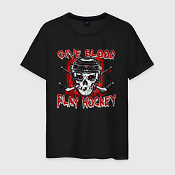 Мужская футболка Дай крови - Играй в Хоккей