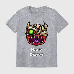 Футболка хлопковая мужская Geometry Dash hard demon, цвет: меланж