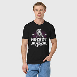 Футболка хлопковая мужская Женский хоккей, цвет: черный — фото 2