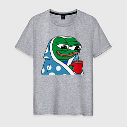 Футболка хлопковая мужская Frog Pepe мем, цвет: меланж