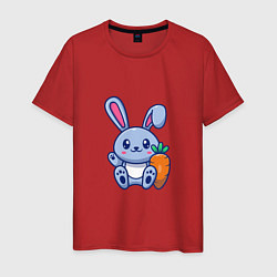 Футболка хлопковая мужская Заяц с морковкой, цвет: красный