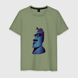 Мужская футболка Моаи с котом - Oof Stones