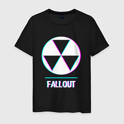 Футболка хлопковая мужская Fallout в стиле glitch и баги графики, цвет: черный