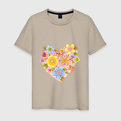 Мужская футболка Орнамент цветочный в форме сердца Любовь