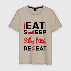 Мужская футболка Надпись: eat sleep Sally Face repeat