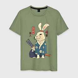 Мужская футболка Кролик самурай с мечом
