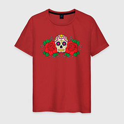 Мужская футболка Мексиканский череп и розы