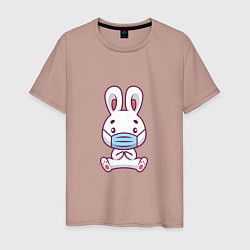 Футболка хлопковая мужская Кролик в маске, цвет: пыльно-розовый