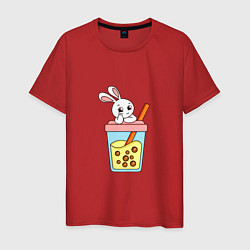 Мужская футболка Кролик с напитком