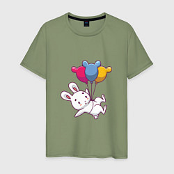 Футболка хлопковая мужская Кролик с шариками, цвет: авокадо