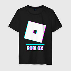 Футболка хлопковая мужская Roblox в стиле glitch и баги графики, цвет: черный