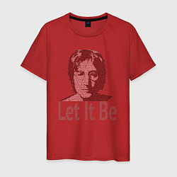 Мужская футболка Портрет Джона Леннона и текст песни Let It Be