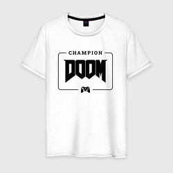 Мужская футболка Doom gaming champion: рамка с лого и джойстиком