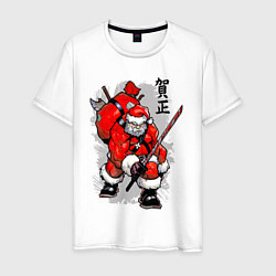 Мужская футболка Santa Claus - samurai with katana