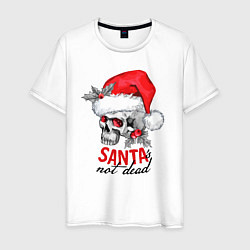 Мужская футболка Santa is not dead, skull in red hat, holly