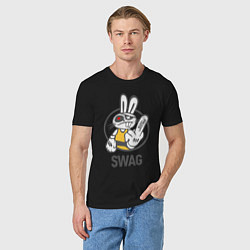 Футболка хлопковая мужская SWAG Bad rabbit - Merry Christmas!, цвет: черный — фото 2