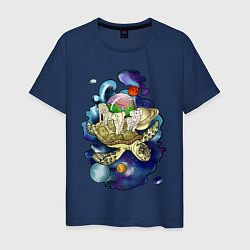 Мужская футболка Плоская земля - мир на черепахе