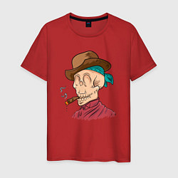Мужская футболка Череп-ковбой курит сигару