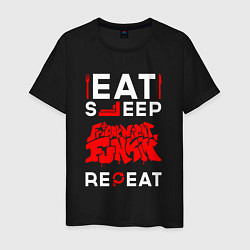 Мужская футболка Надпись eat sleep Friday Night Funkin repeat