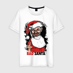 Футболка хлопковая мужская Bad Santa, fuck you, цвет: белый