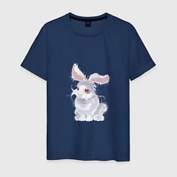Футболка хлопковая мужская Пушистый кролик, цвет: тёмно-синий
