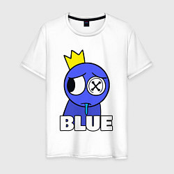 Футболка хлопковая мужская Радужные друзья грустный Синий, цвет: белый