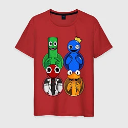 Мужская футболка Радужные друзья: Зеленый, Синий, Оранжевый и Красн