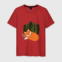 Мужская футболка Рыжая лиса на природе