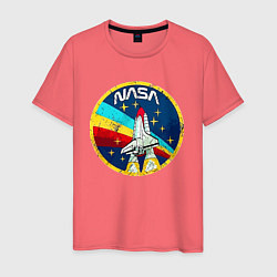 Футболка хлопковая мужская NASA - emblem - USA, цвет: коралловый