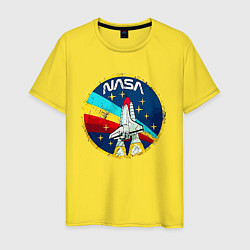 Футболка хлопковая мужская NASA - emblem - USA, цвет: желтый
